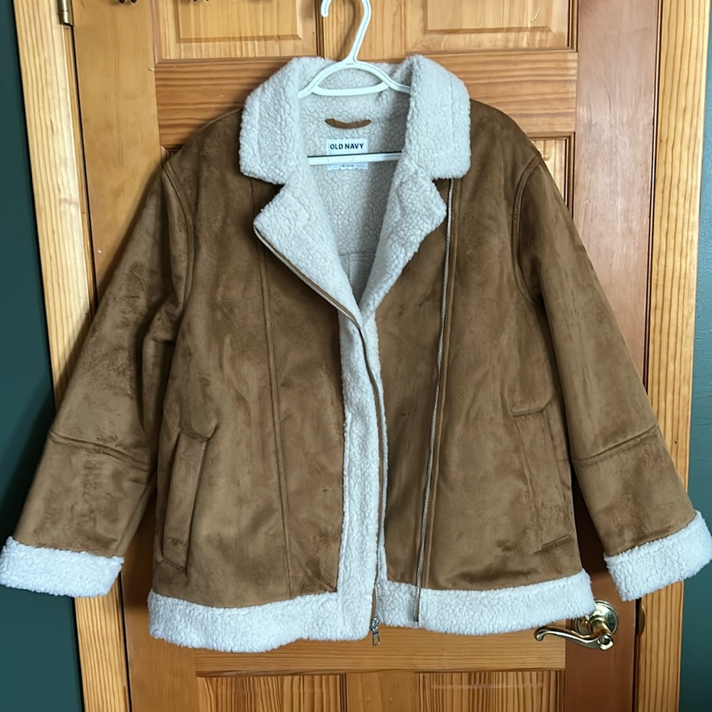 NWOT Sherpa lined brown coat, Old Navy